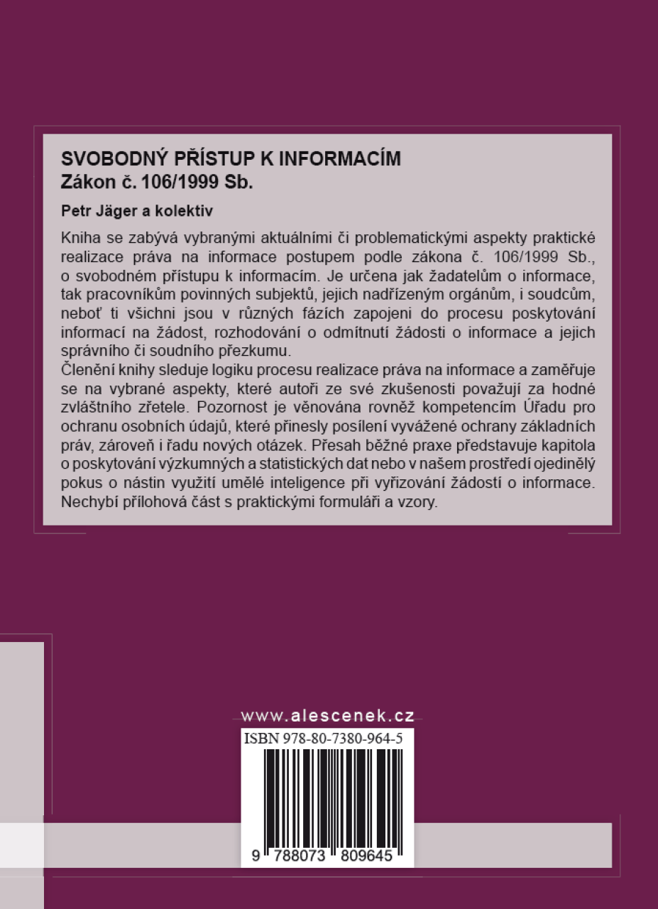 Svobodný přístup k informacím. Zákon č. 106/1999 Sb.